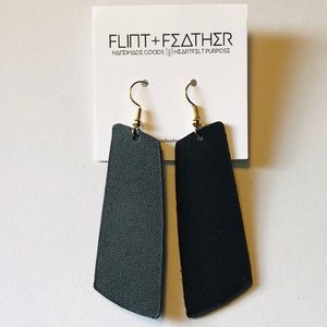 3pk of Black Genuine Leather Spar Earrings NWT